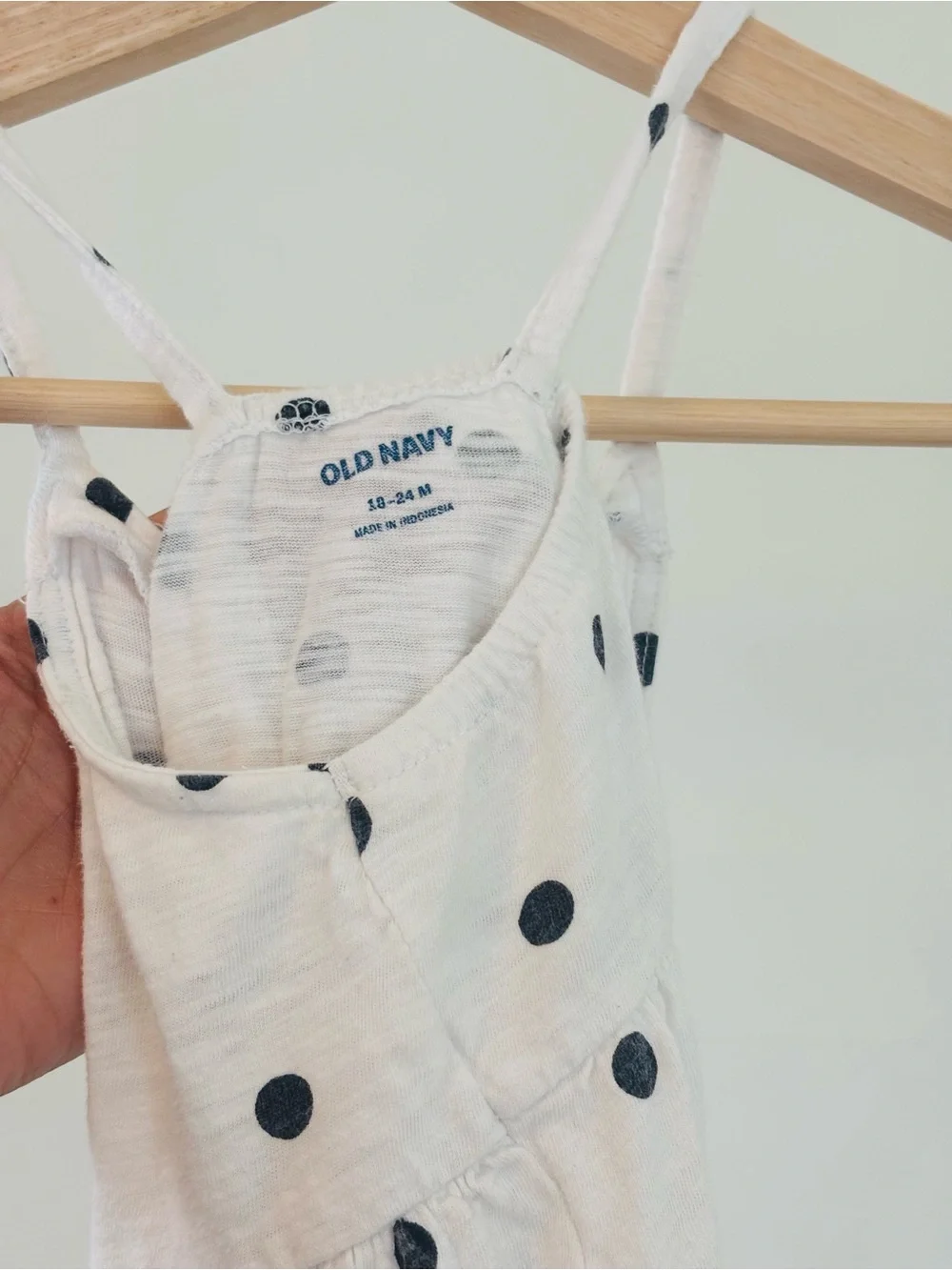 Old Navy, White & Black Polka Dot Sundress | 100% Cotton | 18-24M
